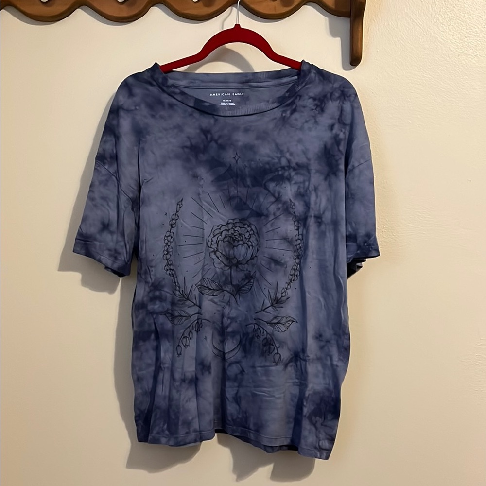 American Eagle Outfitters Blue Tie-Dye Women's Top